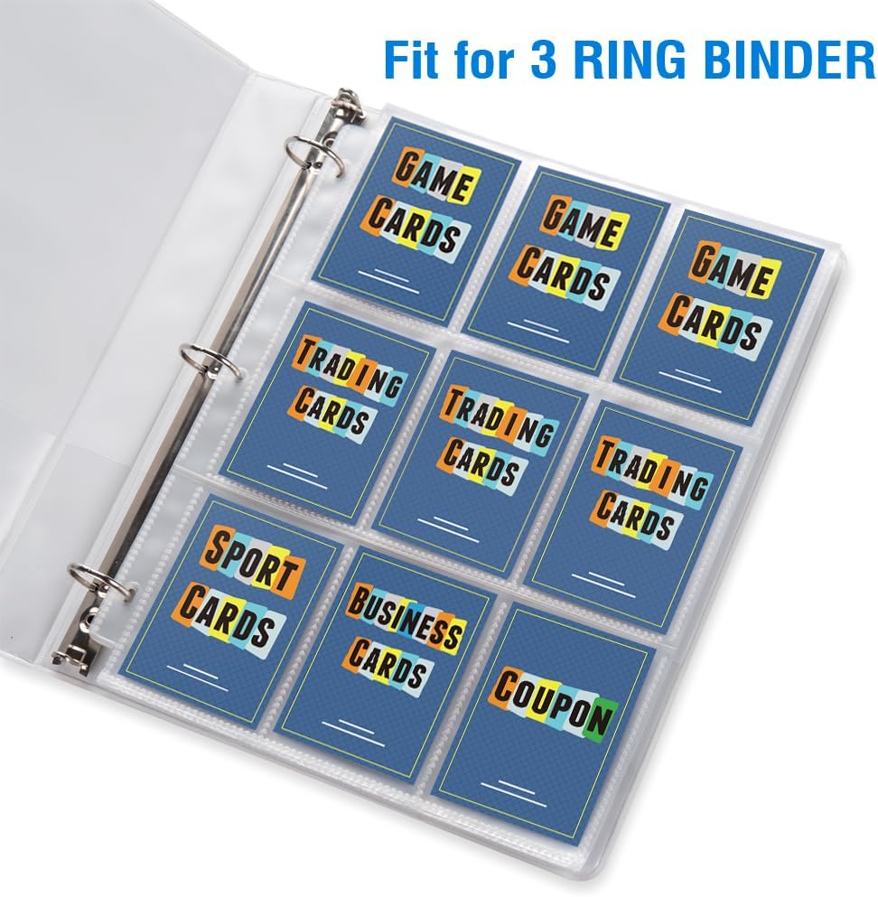 36 Pack 9 Pocket Page Protectors, Sooez Trading Card Sleeves for 3 Ring Binder, Baseball Cards Holder, Protective Pages Sheets for Binders Album, Fit for YuGiOh, MTG, Game, Business & Sports Cards