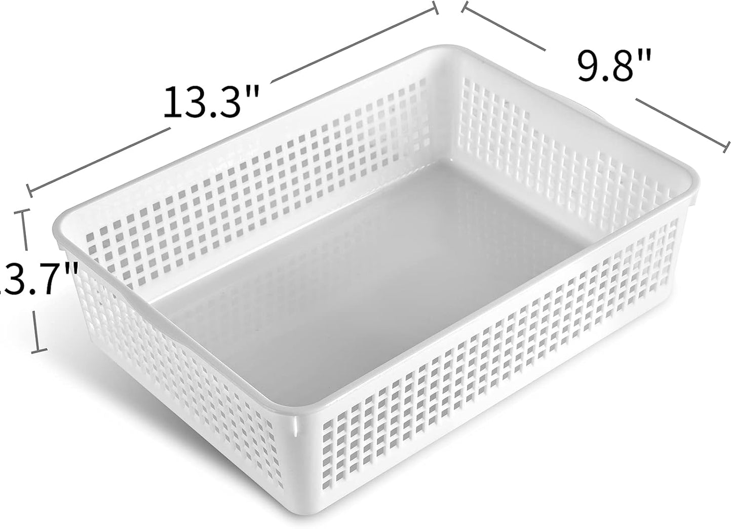 A4 Size Plastic Storage Basket,Desktop File Paper Letter Organizer Tray, 6-Packs (White)
