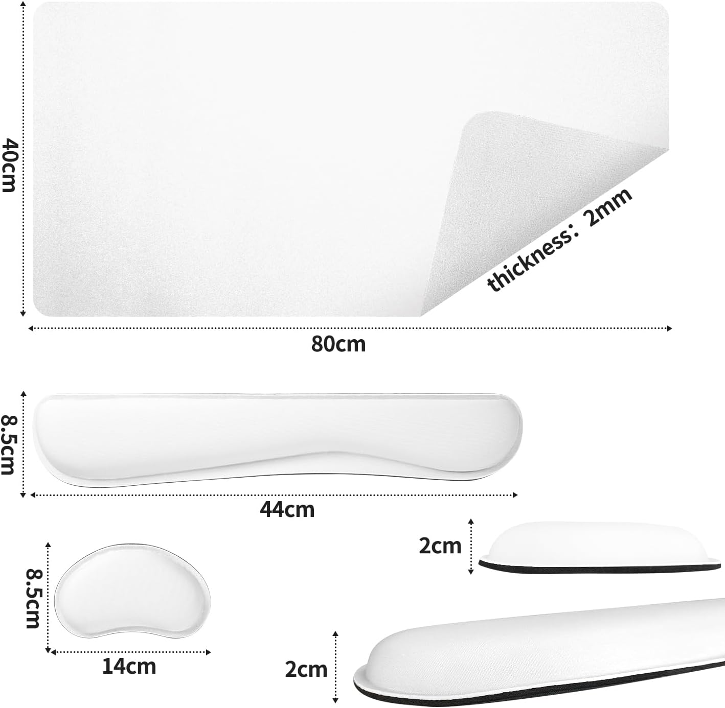 Bloss Leather Desk Pad and Keyboard Wrist Rest, Large Mouse Pad + Keyboard Pad+Mouse Wrist Support, Non-Slip Desk Mat Protector for Office, Home (35.4×15.7 Inches,White)