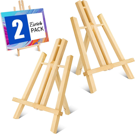 ESRICH 2 Pack 11.8" Wood Easels,Tabletop Easel for Painting,Painting Party, Displaying Canvases, Kids Student Table School Desktop, Portable Canvas Photo Picture Sign Holder
