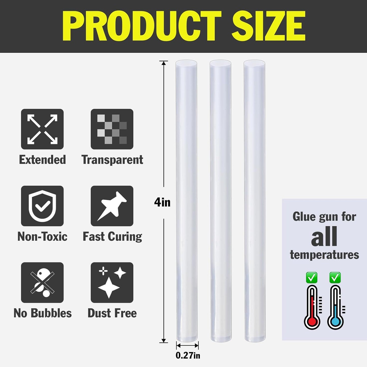 600 Pack Mini Hot Glue Sticks, 4" Long x 0.27" Diameter Glue Sticks for Glue Gun, Perfect Fit for Mini Glue Guns, Widely Used in Wood, Metal, Glass, Plastic, Floral, Fabric, Leather, Foam