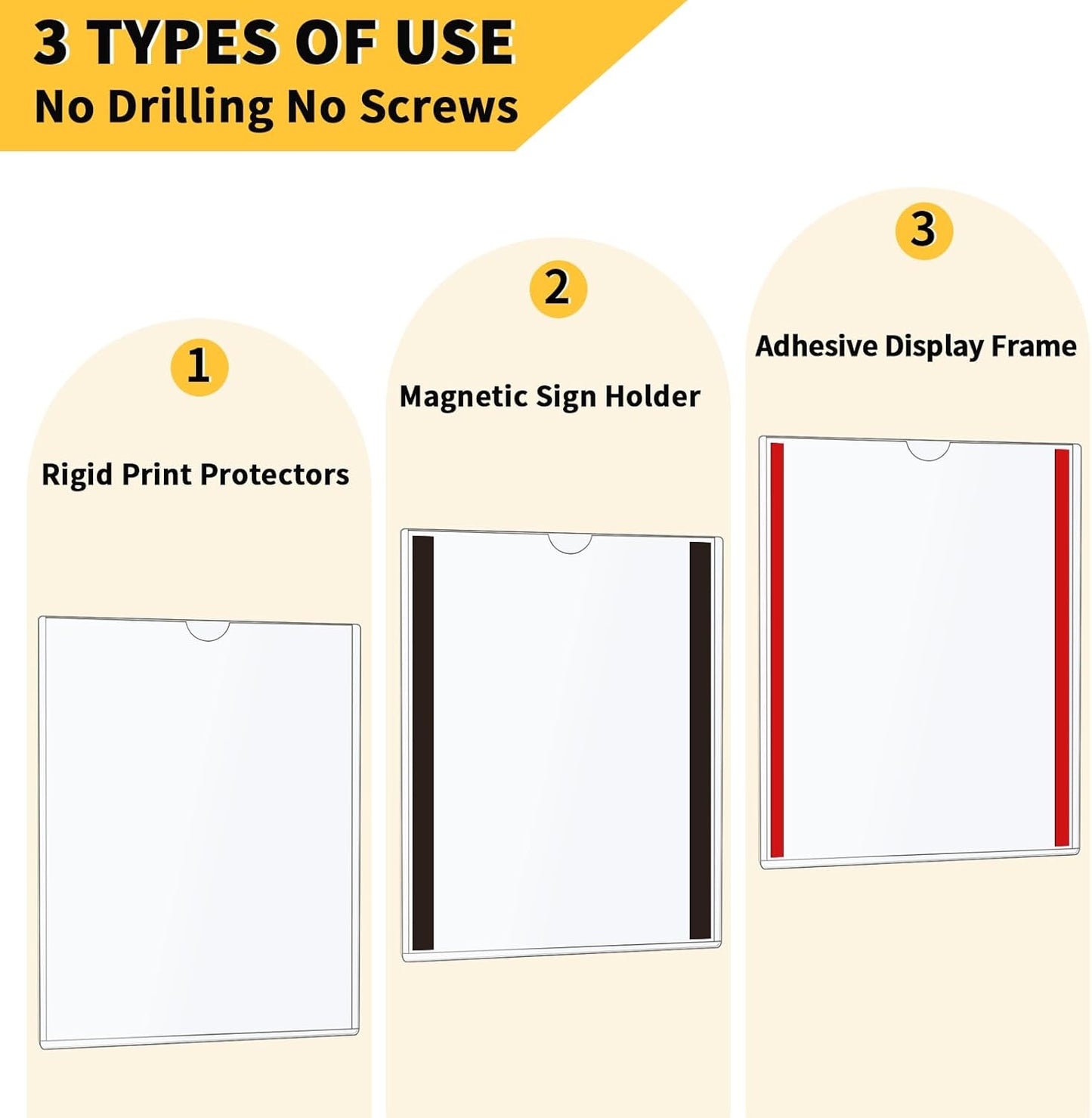 20 Pack Magnetic Sign Holder 8.5 x 11 - Wall Sign Holder Rigid Plastic Sign Holder with Magnet Strips and Adhesive Strips - Magnetic Display Frame Door Sign Holder