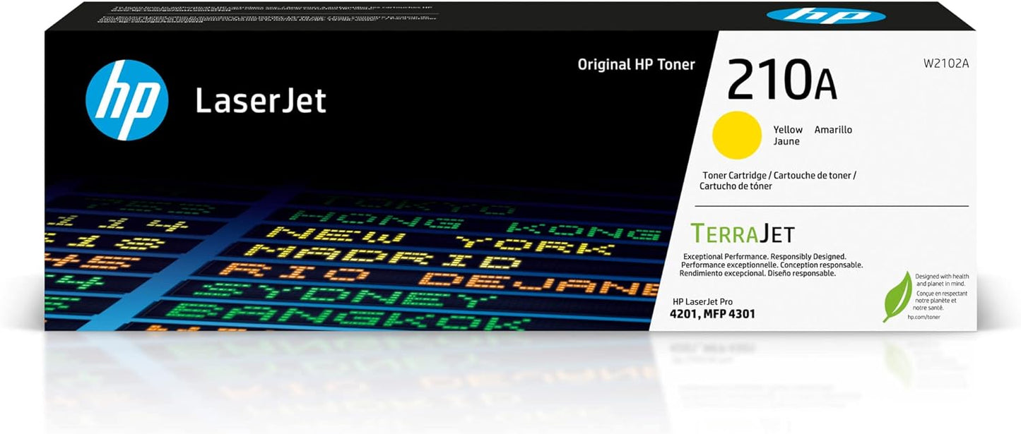 HP 210A Yellow Toner Cartridge | Works Color Laserjet Pro 4201, Color Laserjet Pro MFP 4301 Series | W2102A