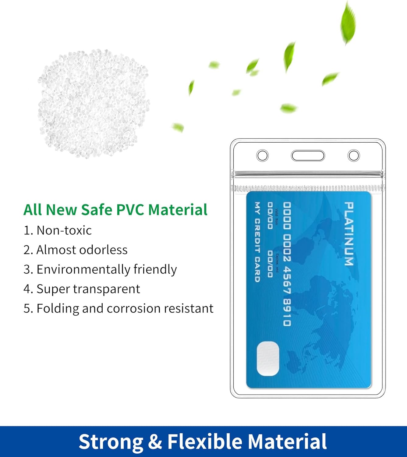 50 Pack Vertical ID Badge Holder, Clear Plastic Work Key Card Sleeve, Name Tag Holders Cover Protector with Waterproof Resealable Zip Type for Nurses Lanyard, Fits Credit Size Cards