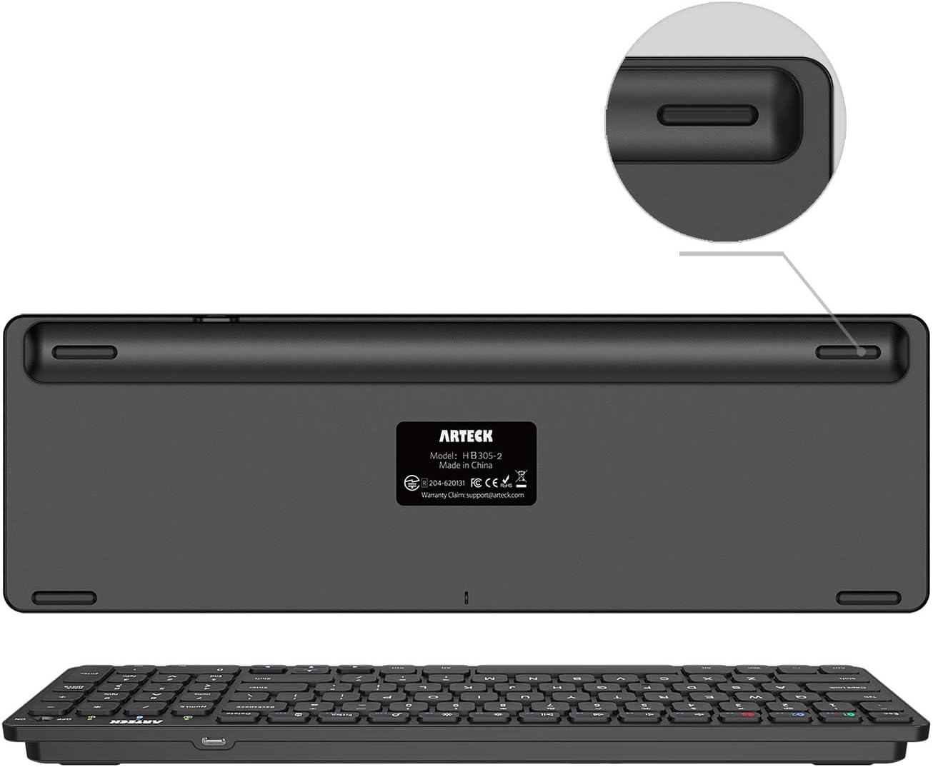 Arteck HB305-2 Universal Multi-Device Bluetooth Keyboard Ultra Compact Wireless Bluetooth Keyboard with Media Hotkeys for Windows iOS iPad OS Android Computer Desktop Laptop Surface Tablet Smartphone