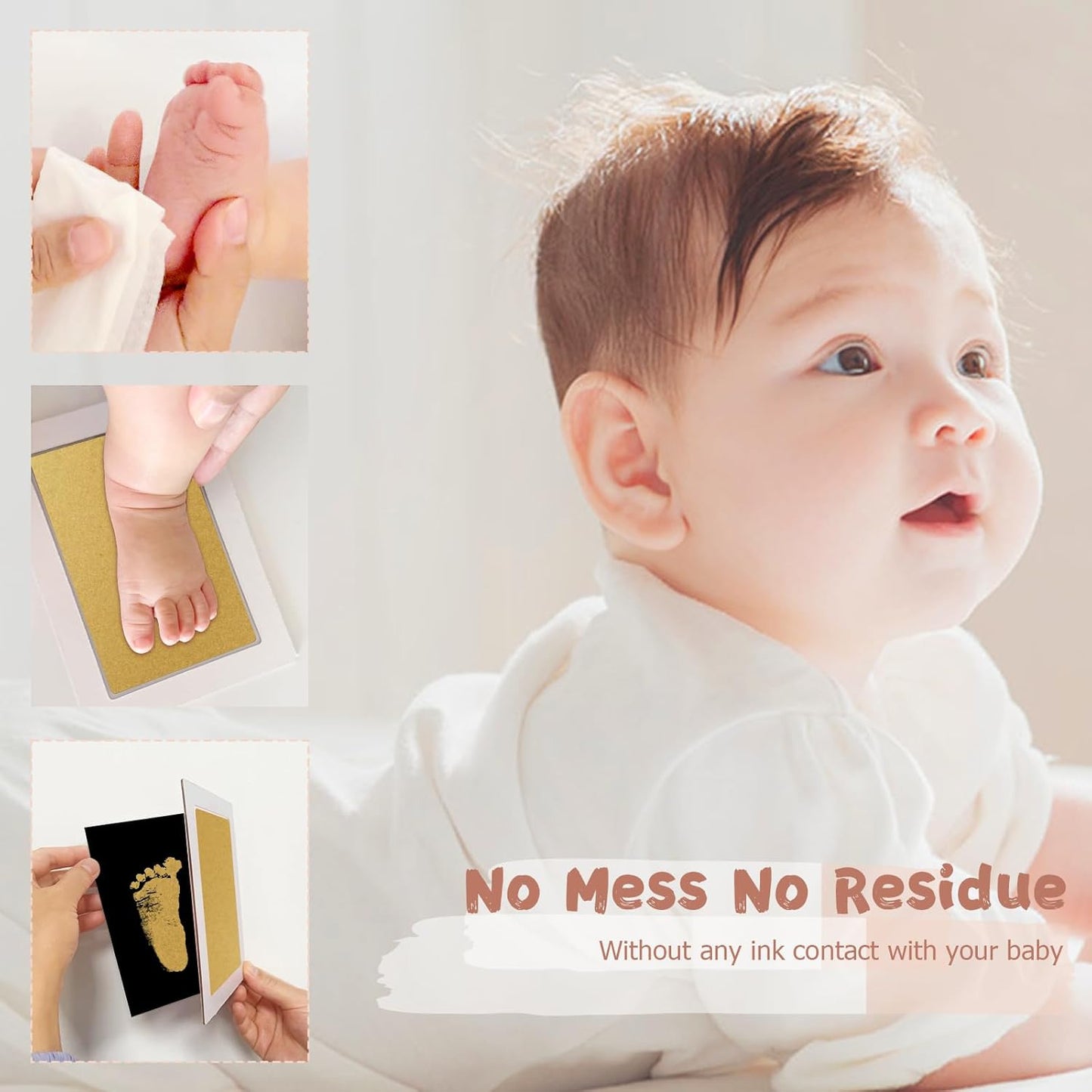 Inkless Baby Hand and Footprint Kit,Clean-Touch Ink Pad Kit,Safe No Mess Printing Infant Hand Foot Stamp,4 Pack Newborn Inkless Print Pads Best Keepsake or Gifts for Family