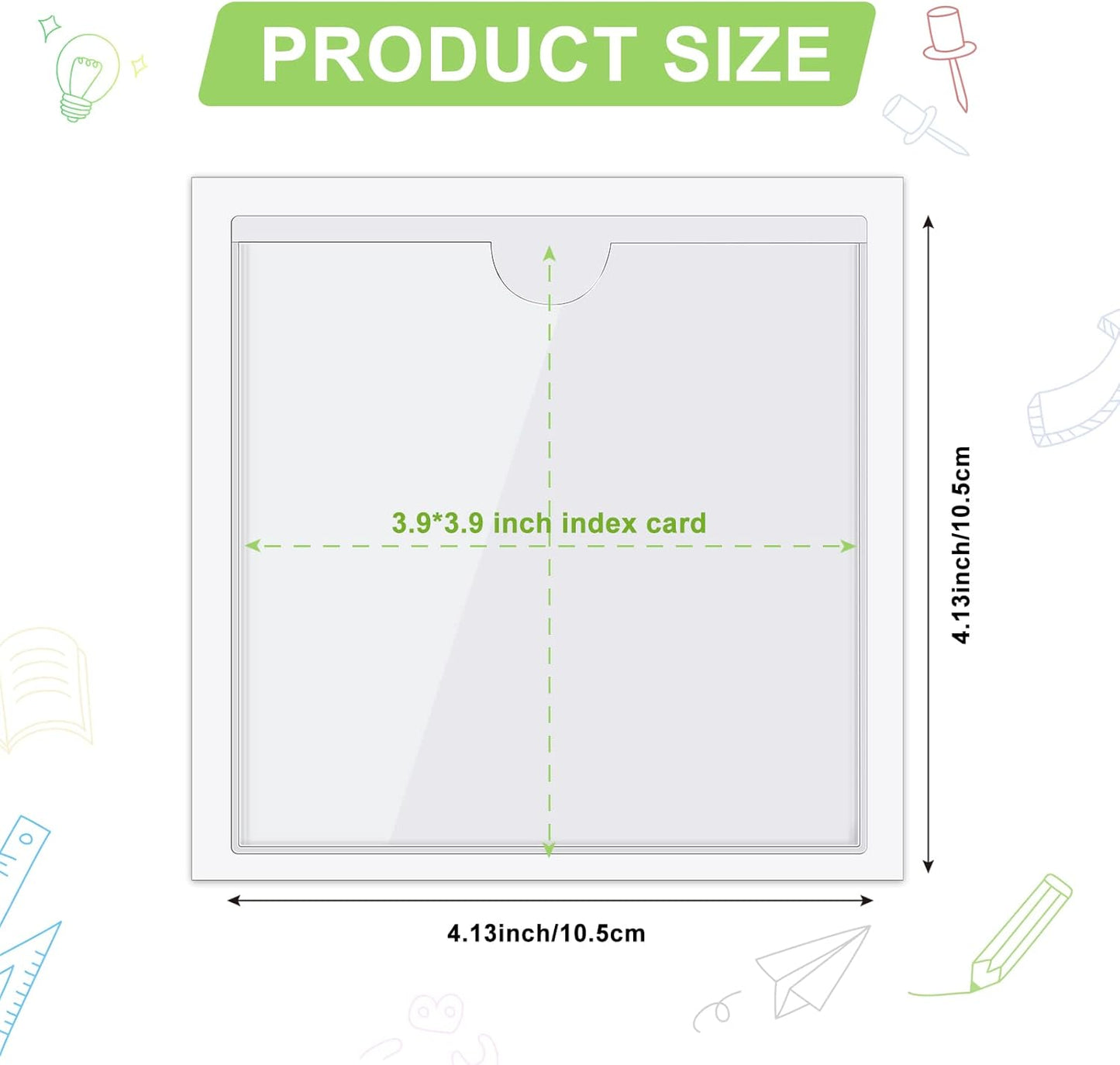 Chinco 50 Pack Clear Adhesive Pockets, Labels for Storage Bins, Plastic Self Adhesive Index Card Holder with Top Open for Organizing Bins Box Drawer(4.1 x 4.1 Inches)