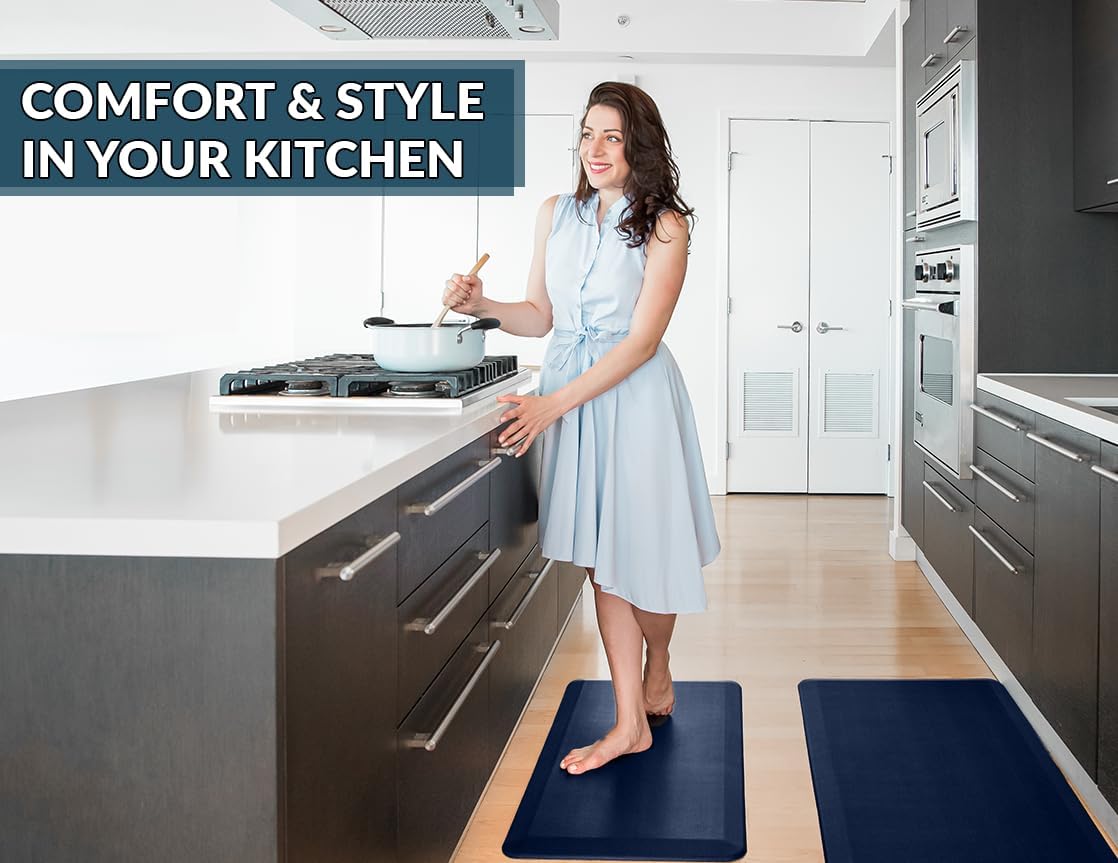ComfiLife Anti Fatigue Floor Mat – 3/4 Inch Thick Kitchen Mats for Floor, Standing Desk Mat, Kitchen Rug – Comfort at Home, Office – Durable – Stain Resistant – Non-Slip Bottom (20" x 39", Navy)