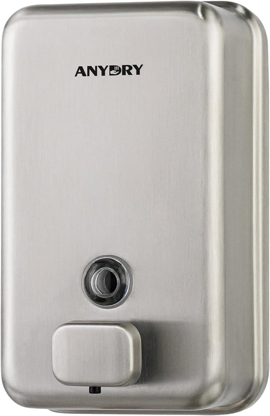 Commercial Wall Mounted Soap Dispenser 37oz 1100ml Large Capacity Brushed Stainless Steel Manual Dispenser for High Traffic Restrooms