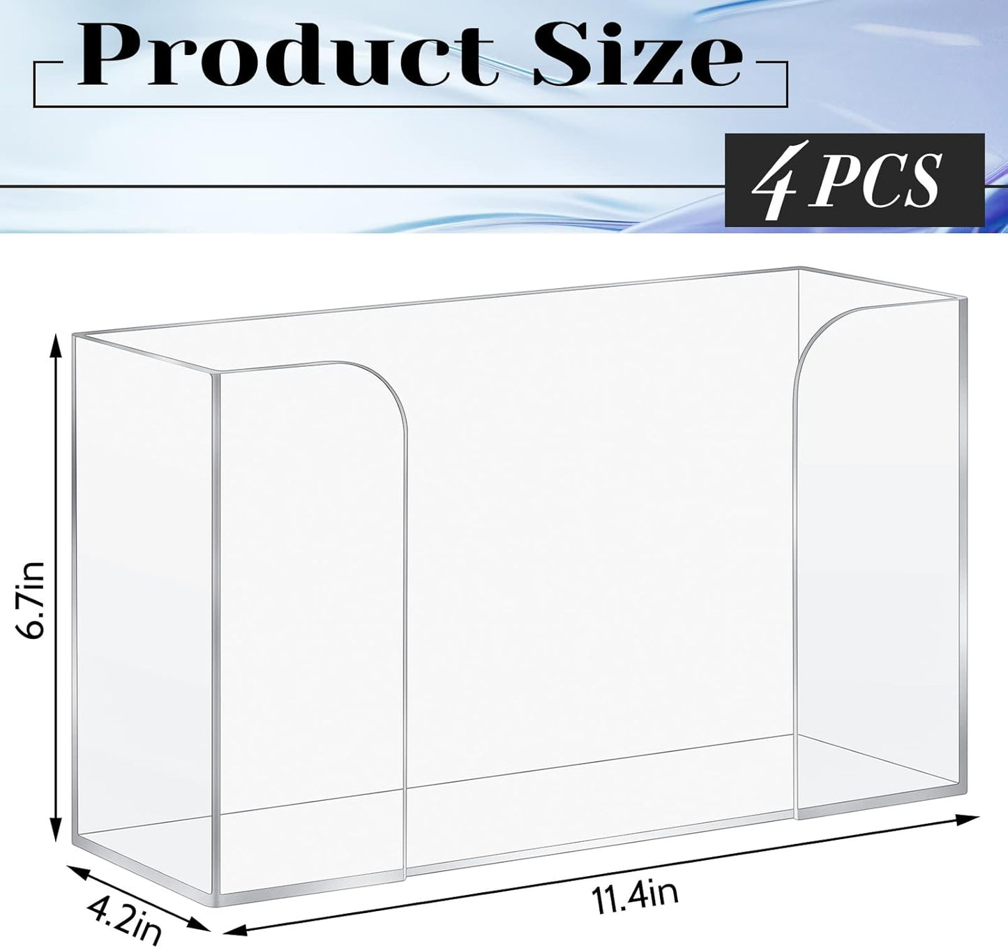 Deekin 4 Pcs Acrylic Paper Towel Dispenser Countertop Paper Towel Holder, Clear Trifold Guest Napkin Dispenser for Z-fold, C-fold or Multifold paper holder for Bathroom Toilet and Kitchen