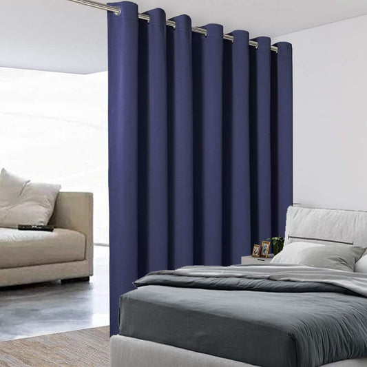 BONZER Room Divider Curtain Total Privacy Wall Wide Thermal Insulated Blackout Curtains for Slide Window, 96L x 108W Inch (8L x 9W ft), 1 Panel, Navy