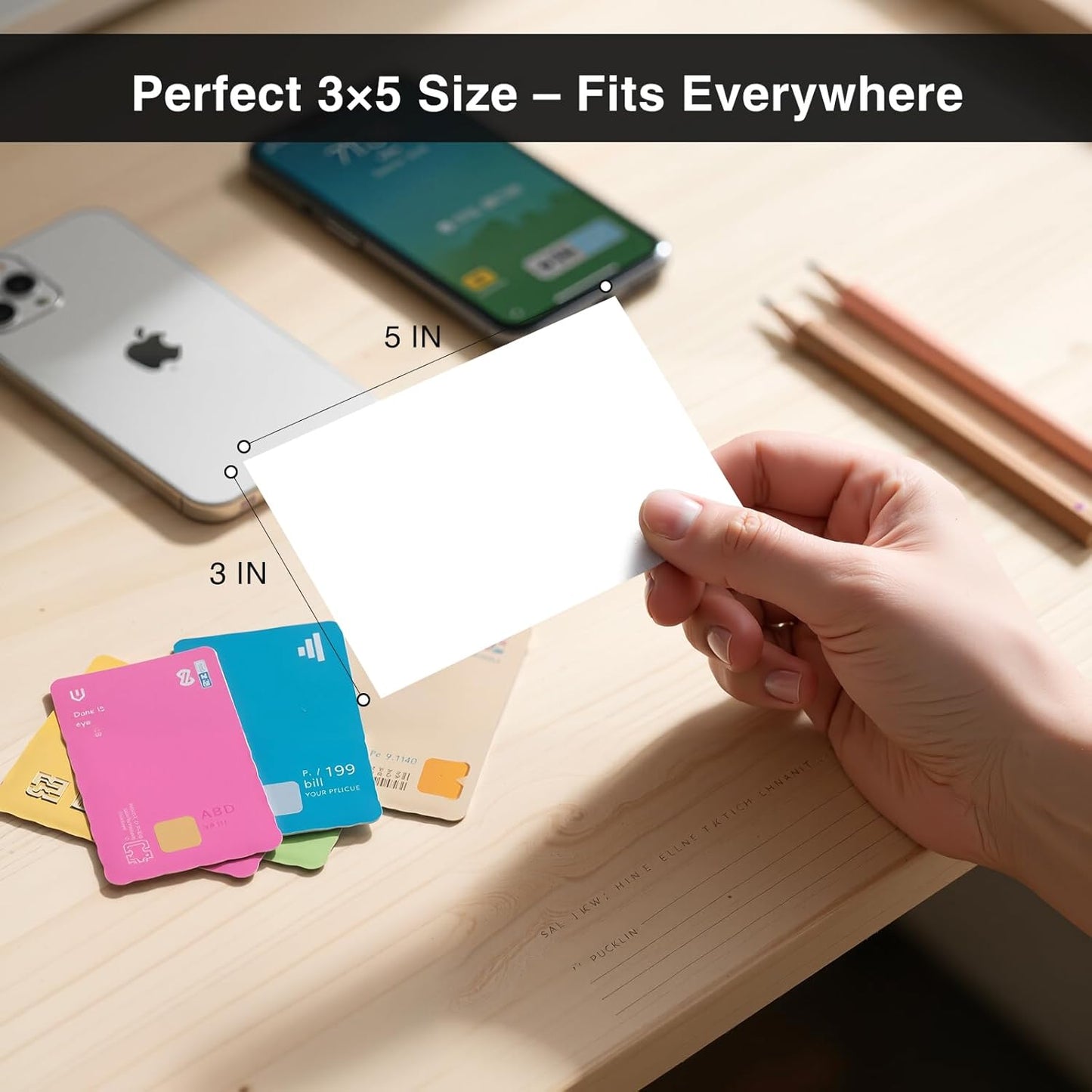 300 Count Blank Index Cards 3x5 Inch White Flash Cards Colored Cardstock, Unruled Note Cards Study Card Portable Learning Flashcards Ideal for Note Taking, Art Sketching, Office & School Supplies