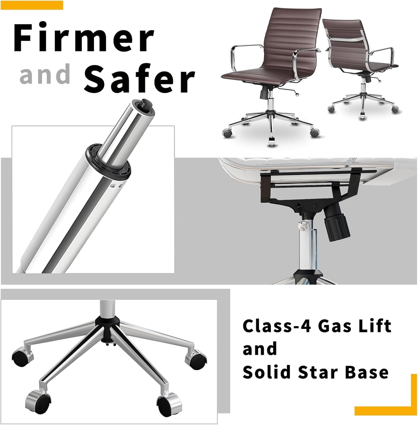 Chair, Desk Computer Chair ，with Armrests ，Ergonomic Office Chair for Home and Office, 17.32 x 22.83 x 35.43 inches, Multiple Colors (Brown)