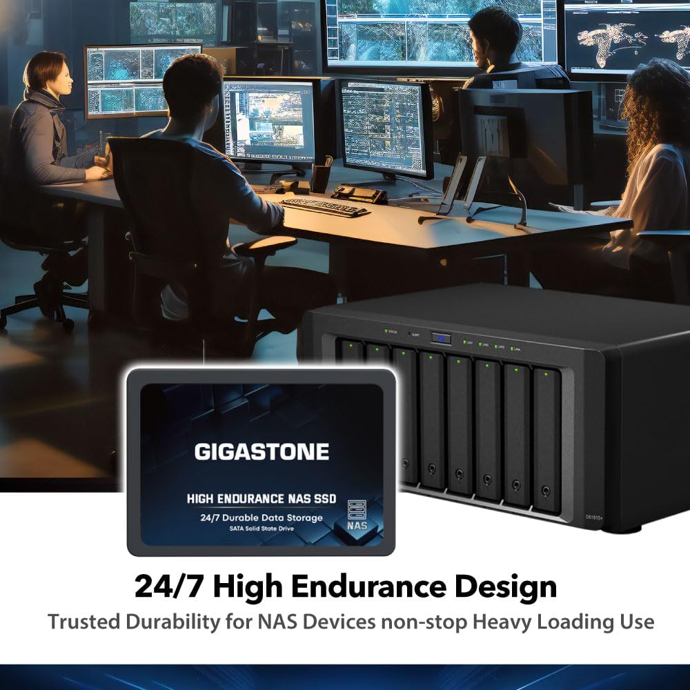 Gigastone 1TB NAS SSD Drive (2-Pack) 24/7 Durable TLC High Endurance RAID Data Storage Network Attached Storage 2.5" SATA Internal Solid State Hard Drives