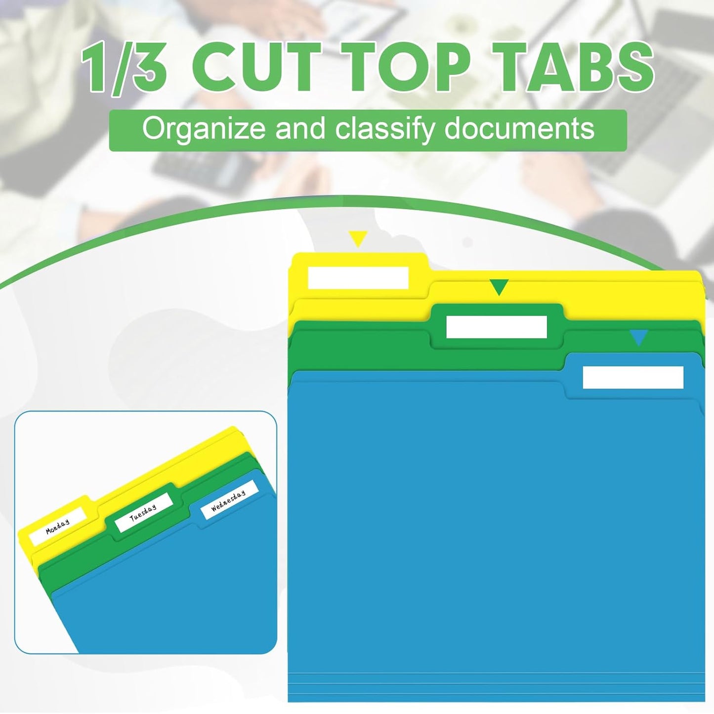 File Folder, HERKKA 120 Pack 1/3 Cut Tab File Folders, Colored File Folders Great for Organizing and Filing, Letter Size, Assorted 6 Colors