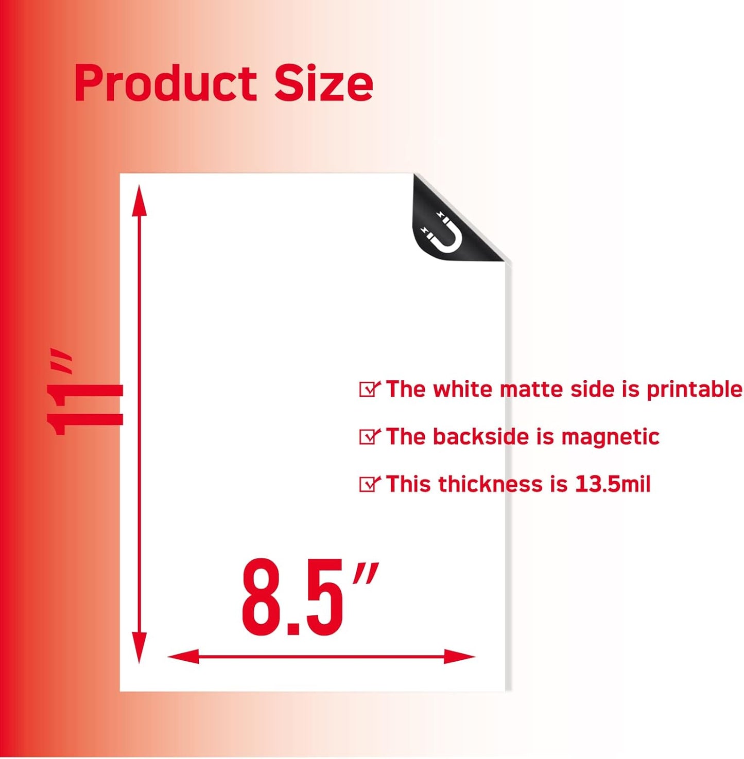 50 Sheets Bulk Printable Magnet Matte Sheets for inkjet printer Make Refrigerator Photo 13.5mil 8.5 x 11 inches Thick magnetic printer paper for cricut