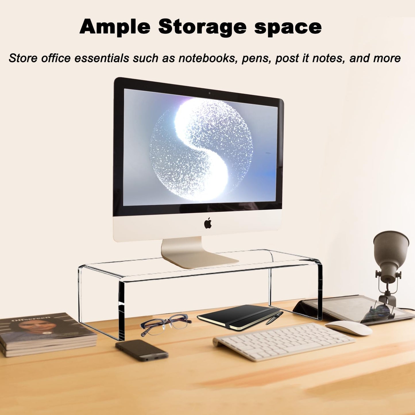 Clear Acrylic Monitor Stand Riser 20", Laptop Keyboard Cover cat Proof, Keyboard Protector Anti-Cat Prevent Cats from Touching Keyboard, Clear Monitor Riser for Keyboard Storage