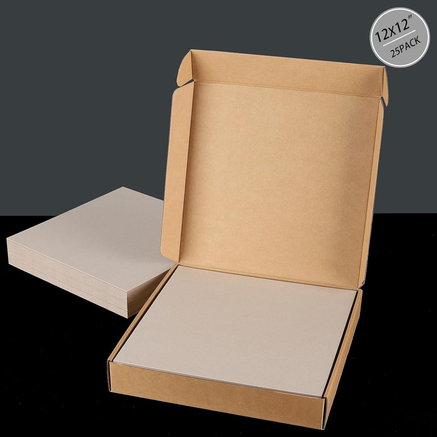 25 Pcs Book Board, Binder Board, Cover Board, Heavy Duty Chipboard for Book Binding, DIY Cardboard (Gray, 12 x 12 Inch 80PT)