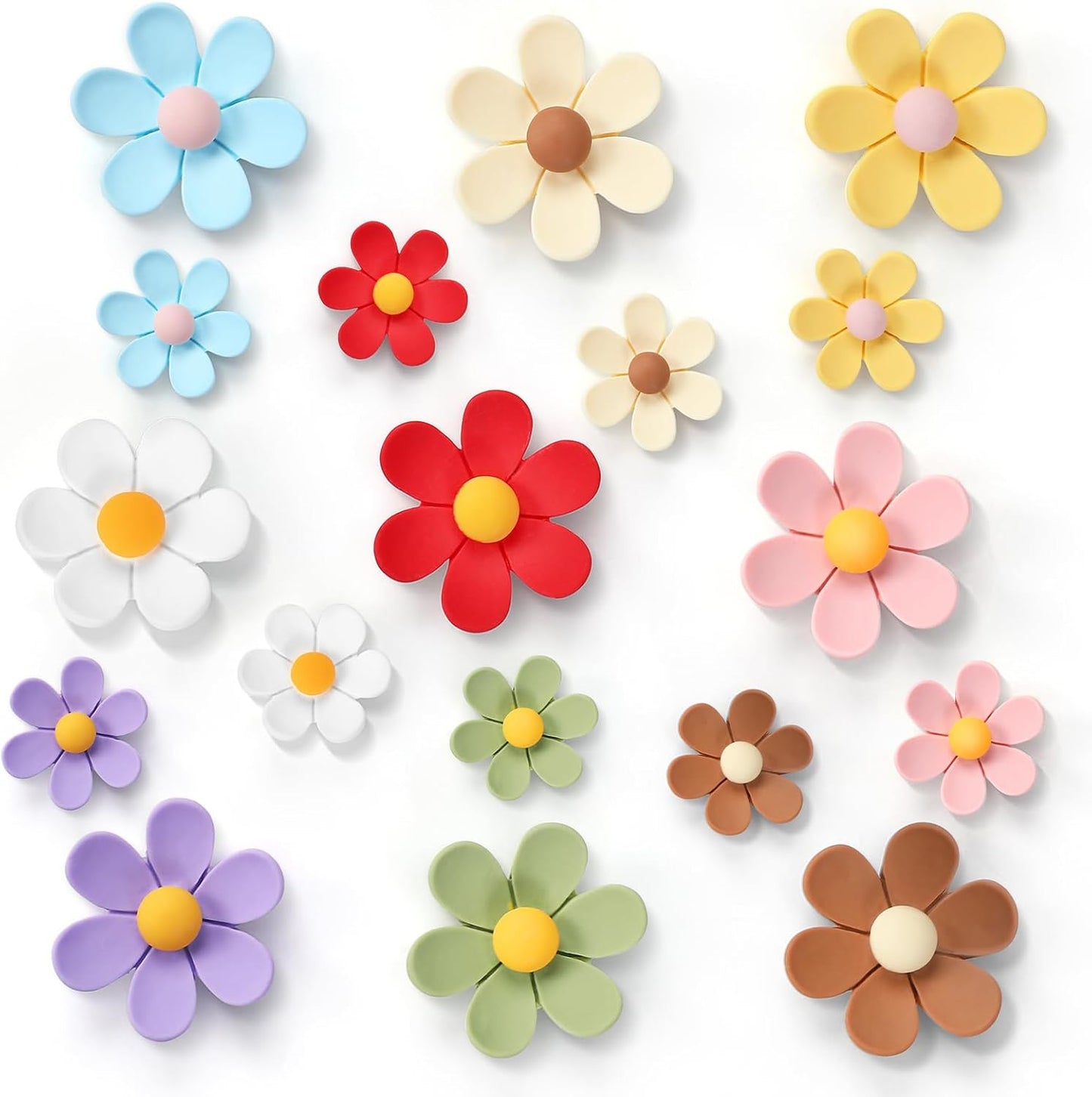 18Pcs Flower Magnets, 9 Colors Cute Magnet, Flower Magnets for Fridge, Resin Decorative Magnet,3D Flowers Magnet for Refrigerator Office Kitchen Locker(9 Small+9 Medium)