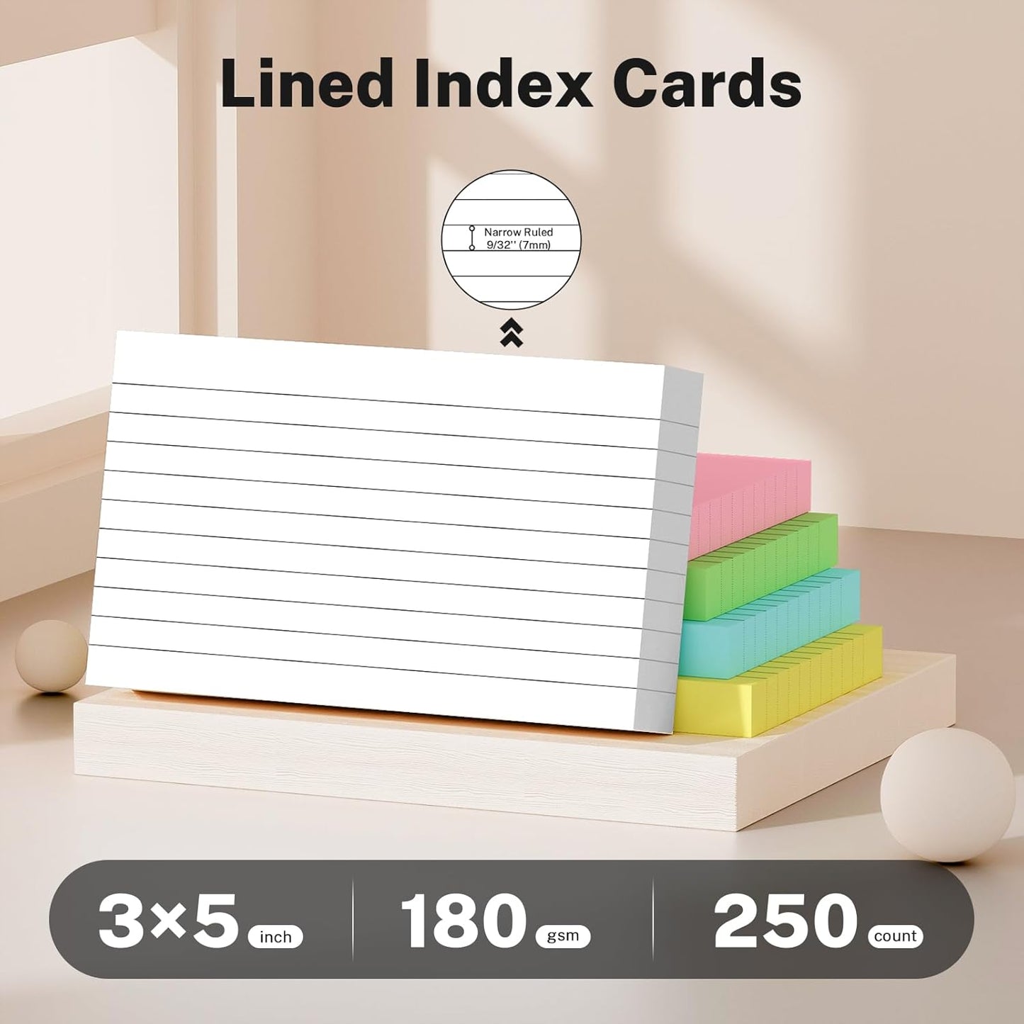 600 Count Colored Index Cards 3x5 in Ruled Flash Cards for Studying, 12 Pack of 50, Multilcolor Notecards Lined Flash Cards Bulk, Neon Flashcards Note Cards, 3x5 Index Cards for School, Home, Office