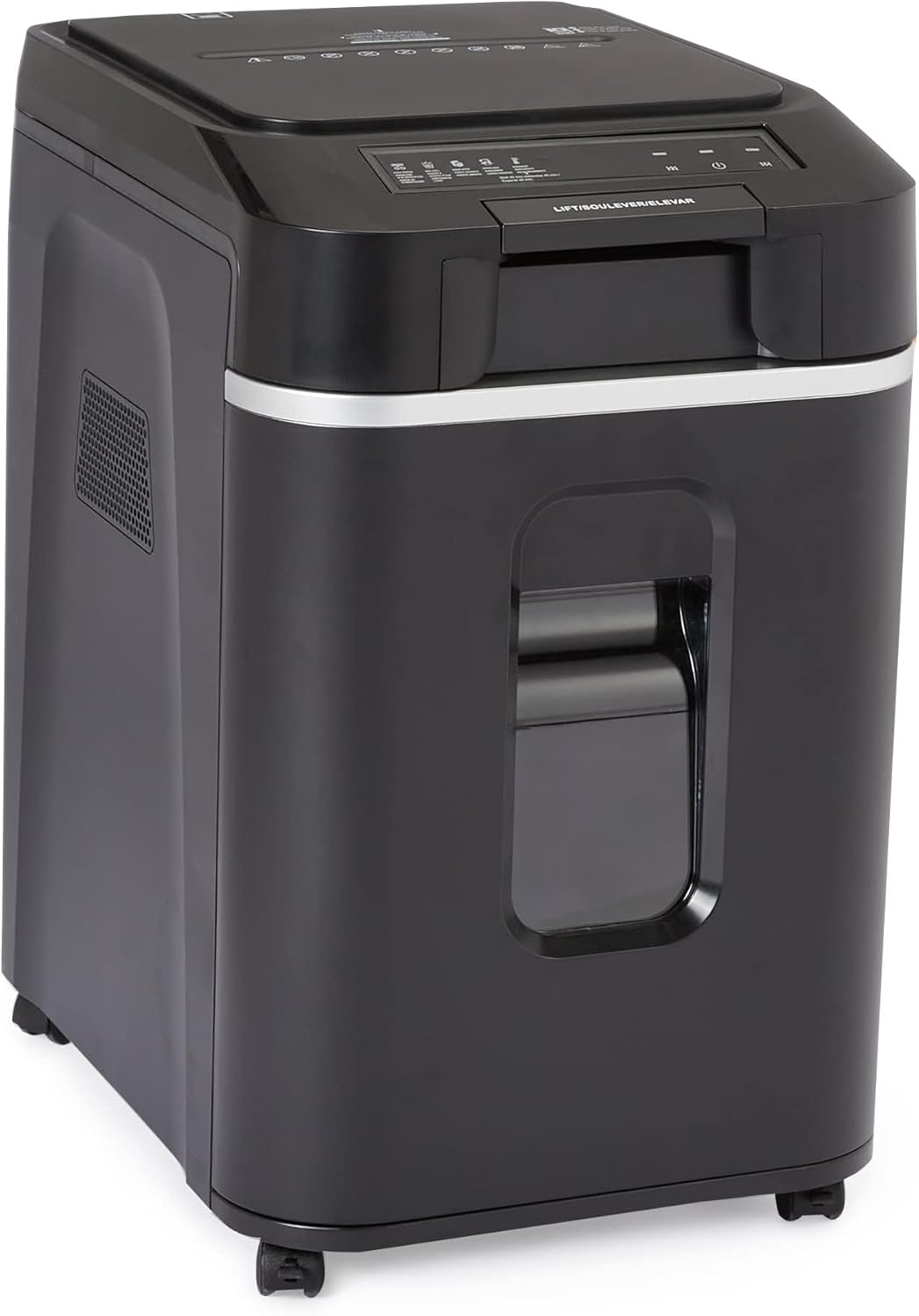 Amazon Basics 200-Sheet Auto Feed Cross Cut Paper Shredder with Pullout Basket, Black