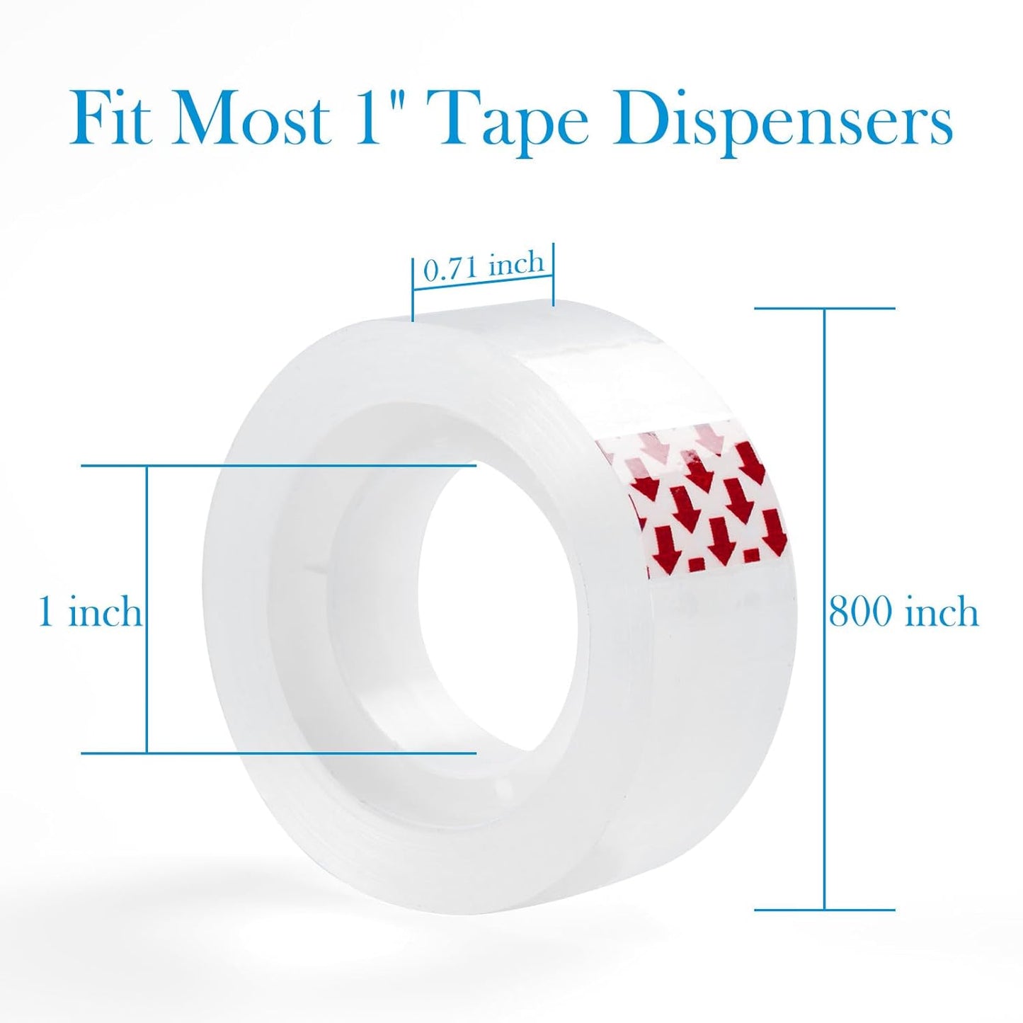 Clear Tape, 6 Rolls Transparent Tape Refills, Easy Tear Stationery Gift Tape for School & Office, High Viscosity, Odorless, 1 Inch Core, 3/4 x 1000 inches