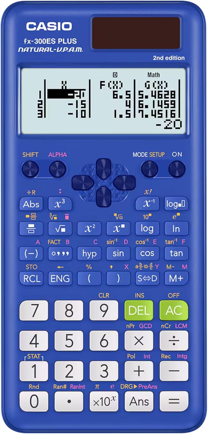 Casio fx-300ES Plus 2nd Edition – Standard Scientific Calculator | 262 Functions, Natural Textbook Display℠ | Ideal for Middle School, High School Math, Statistics & Algebra | Blue (Pack of 2)