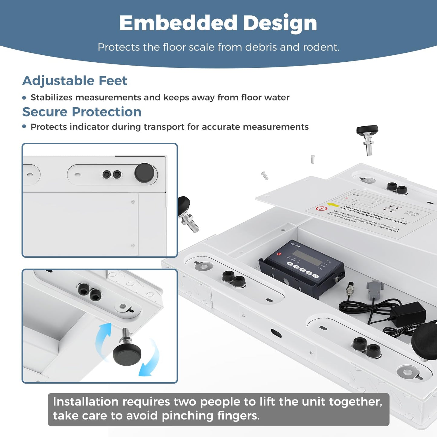 24"x24" Industrial Floor Scale, Precision Pallet Scale with Digital Indicator, Heavy Duty Weighing Scale for Floor Bench Office Weight Weighing, 2500 lb x 1 lb, Grey