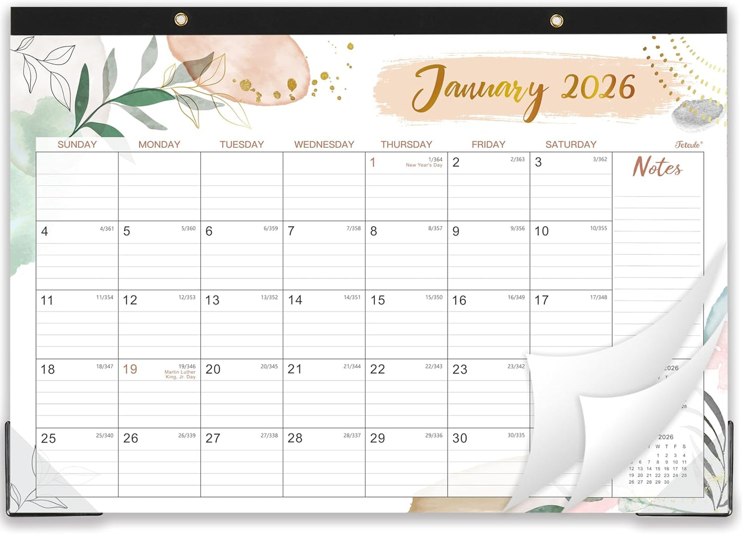 2026 Desk Calendar - Desk Calendar 2026, Jan 2026 - Dec 2026, 12 Monthly Desk/Wall Calendar Large 17" x 12", Large Ruled Blocks, Notes, Thick Paper