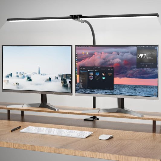 Desk Lamp for Office Home, 31.5" Desktop Lighting Bar with Gooseneck, Clip on Desk Light with Clamp, Bright Dimmable Table Lamp for Study, Work, Computer, Monitor, Reading