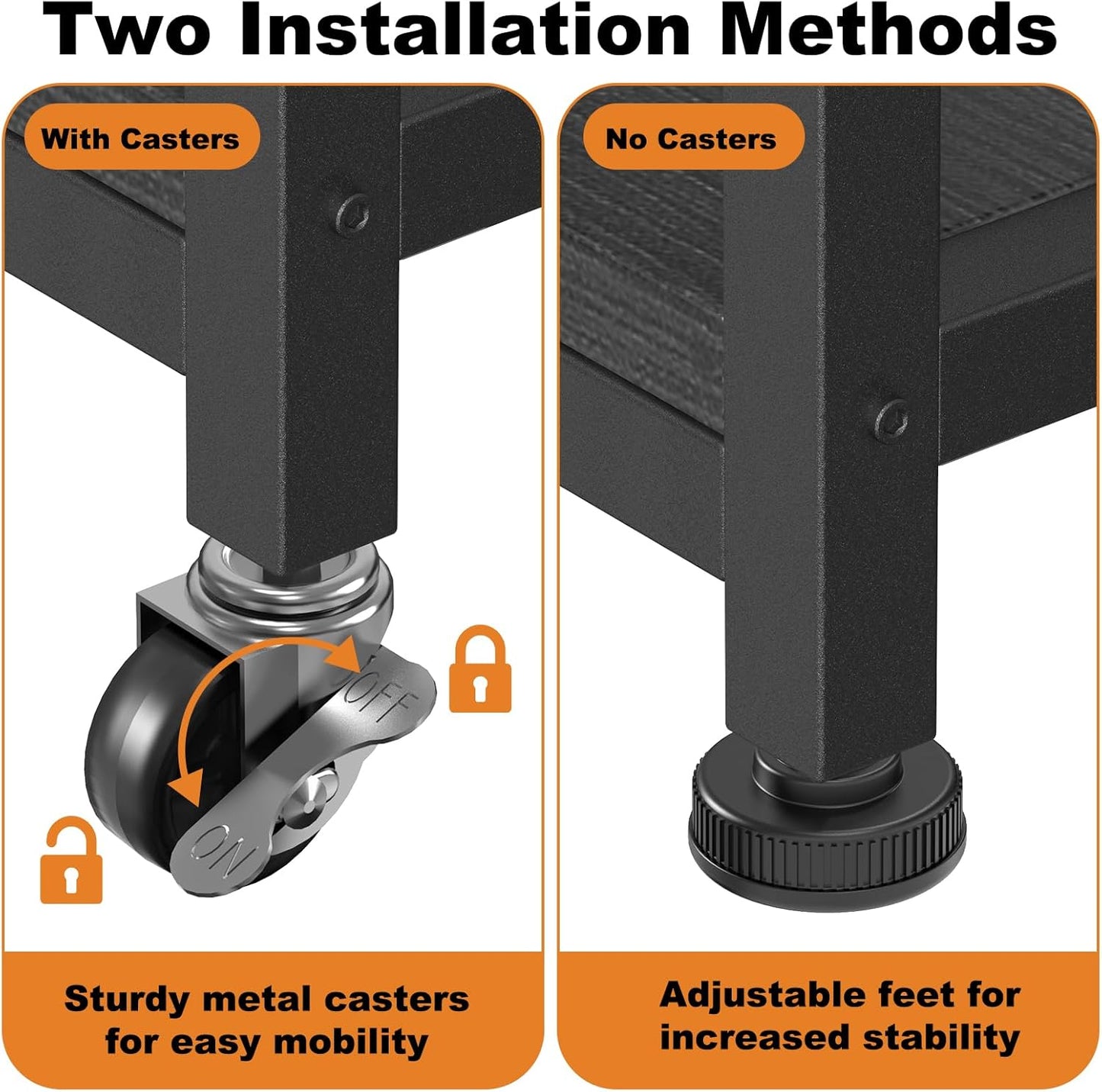 EasyCom 23.6''x18.9'' Extra Large Printer Stand with Drawer, 5-Adjustable Heights 3 Tier Table with Wheels, Rolling Printer Cart with Storage for Printer Scanner Fax Home Office Use