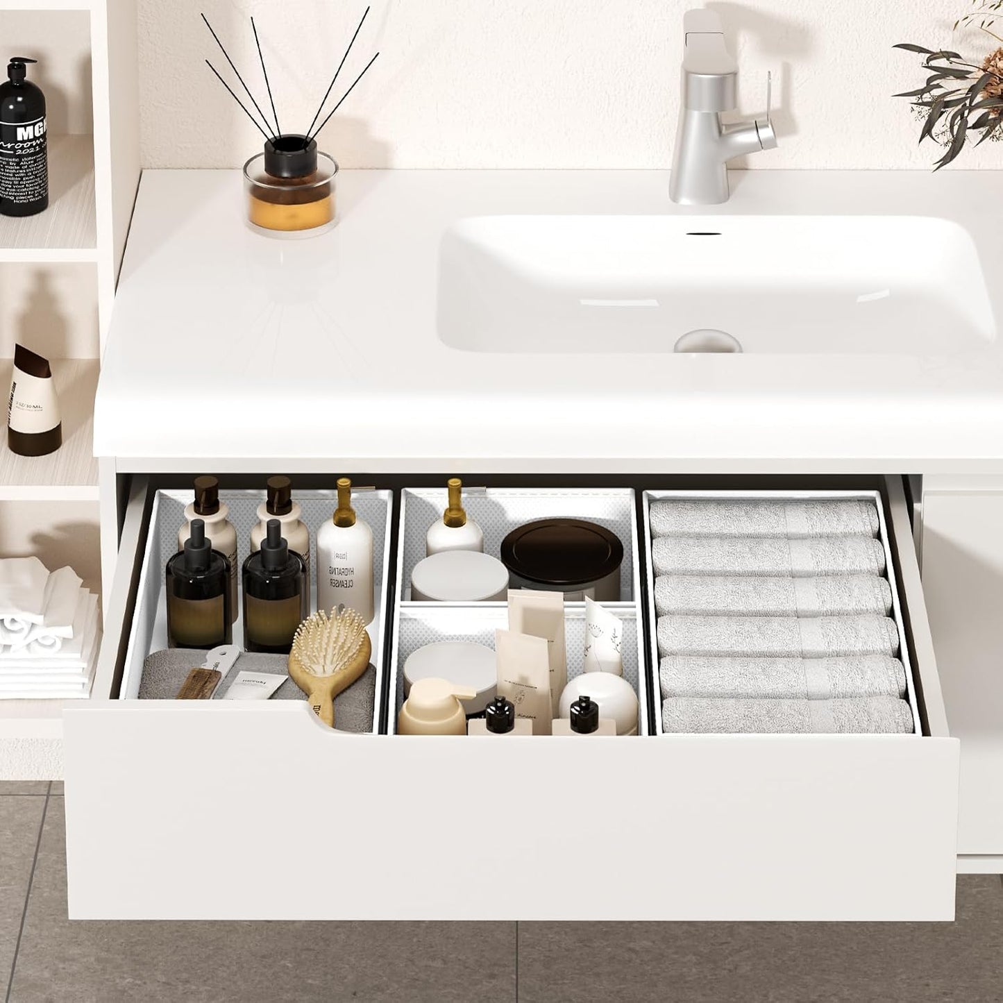 DIMJ Drawer Organizer Clothes - 20 Pack Closet Drawer Organizer Bins for Baby Clothes Storage, Fabric Dresser Organizer for Nursery Bedroom, Foldable Small Drawer Dividers for Underwear Socks