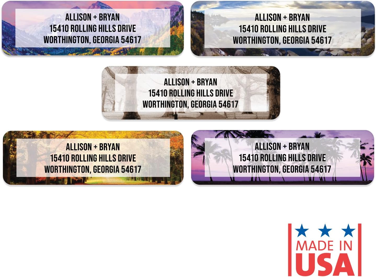 Breathtaking Landscape Rolled Address Labels / 250 Personalized Return Address Labels/Designer Address Stickers in Elegant Plastic Dispenser