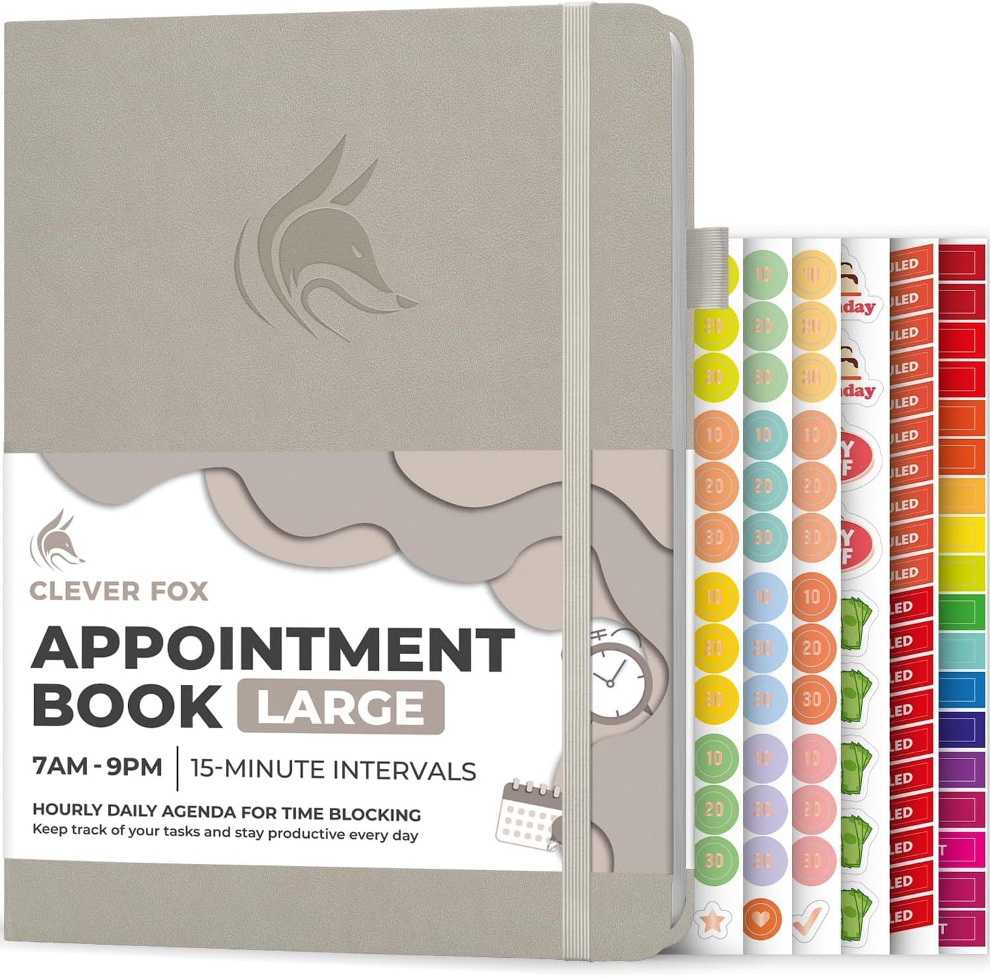 Clever Fox Appointment Book – Hourly Schedule Planner with 15-Minute Increments – Time Box Planner for Daily Work & To-Dos – Weekly & Monthly Spreads, Undated, Hardcover, 8.3x11″ (Foggy Alps)