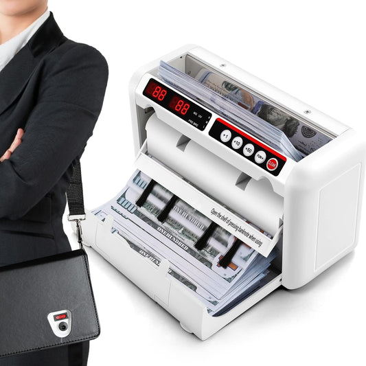 Battery Operated Bill Counter Machine, Portable Rechargeable Money Counter with UV MG Detection, 800pcs/min Counting Speed, Take Anywhere with A Backpack for Multi-Currency Or Tickets