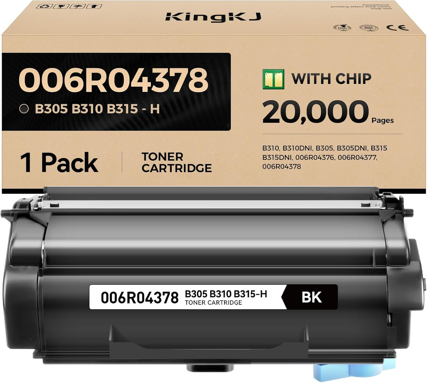 B310 B315 B305 006R04378 Black Toner Cartridge High-Yield with chip 1-Pack Replacement for Xerox 006R04376 006R04377 Toner Compatible with Xerox B310 B310DNI B305 B305DNI B315 B315DNI Printer Ink Copy