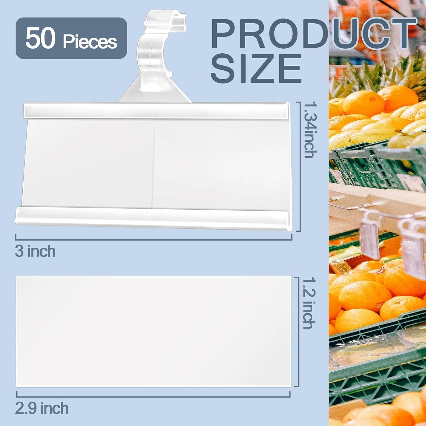 50 Pieces Plastic Wire Shelf Label Holders, Reusable Price Label Holder with Locks, Label Display Holder for Retail Supermarket Department Store(3'' x 1.4'')