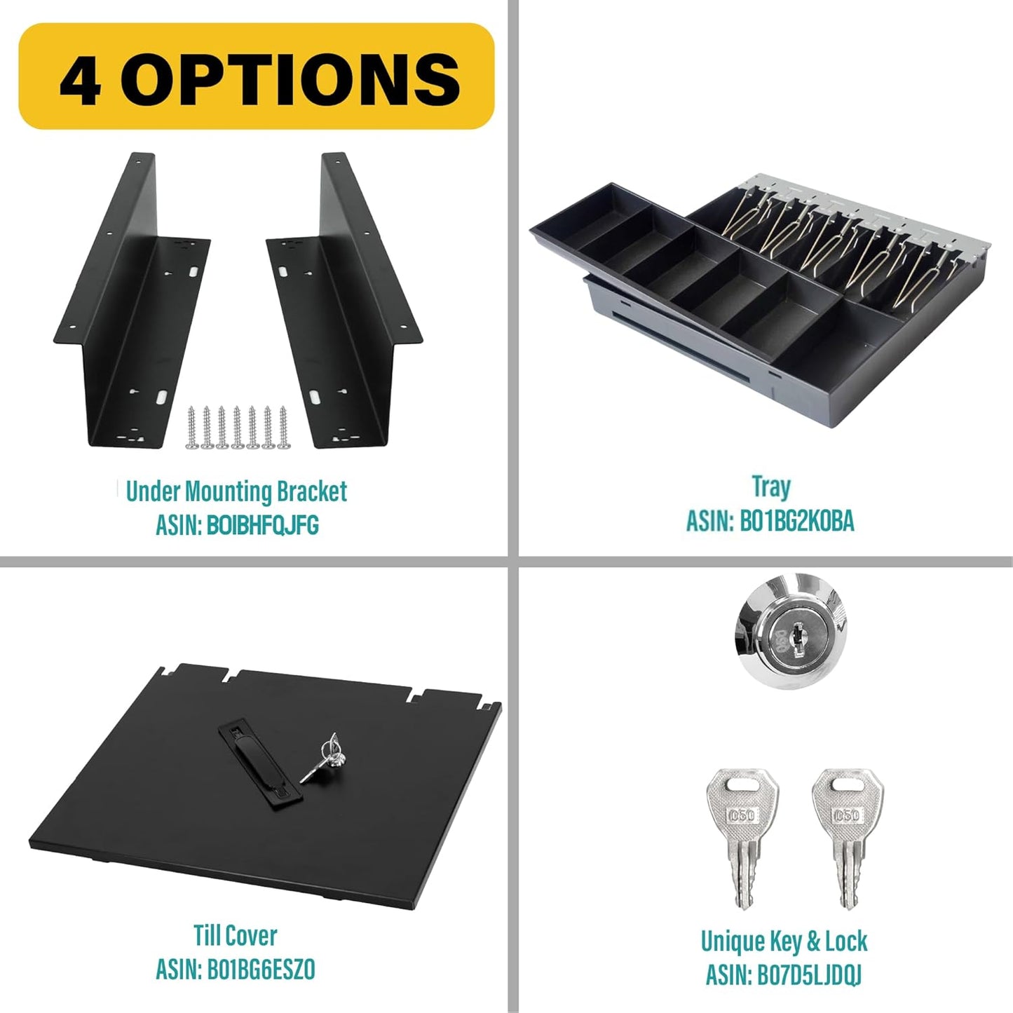 HK SYSTEMS 16inch "Stainless Steel" Front White Heavy Duty POS Interface Cash Drawer with 5Bill/5Coin