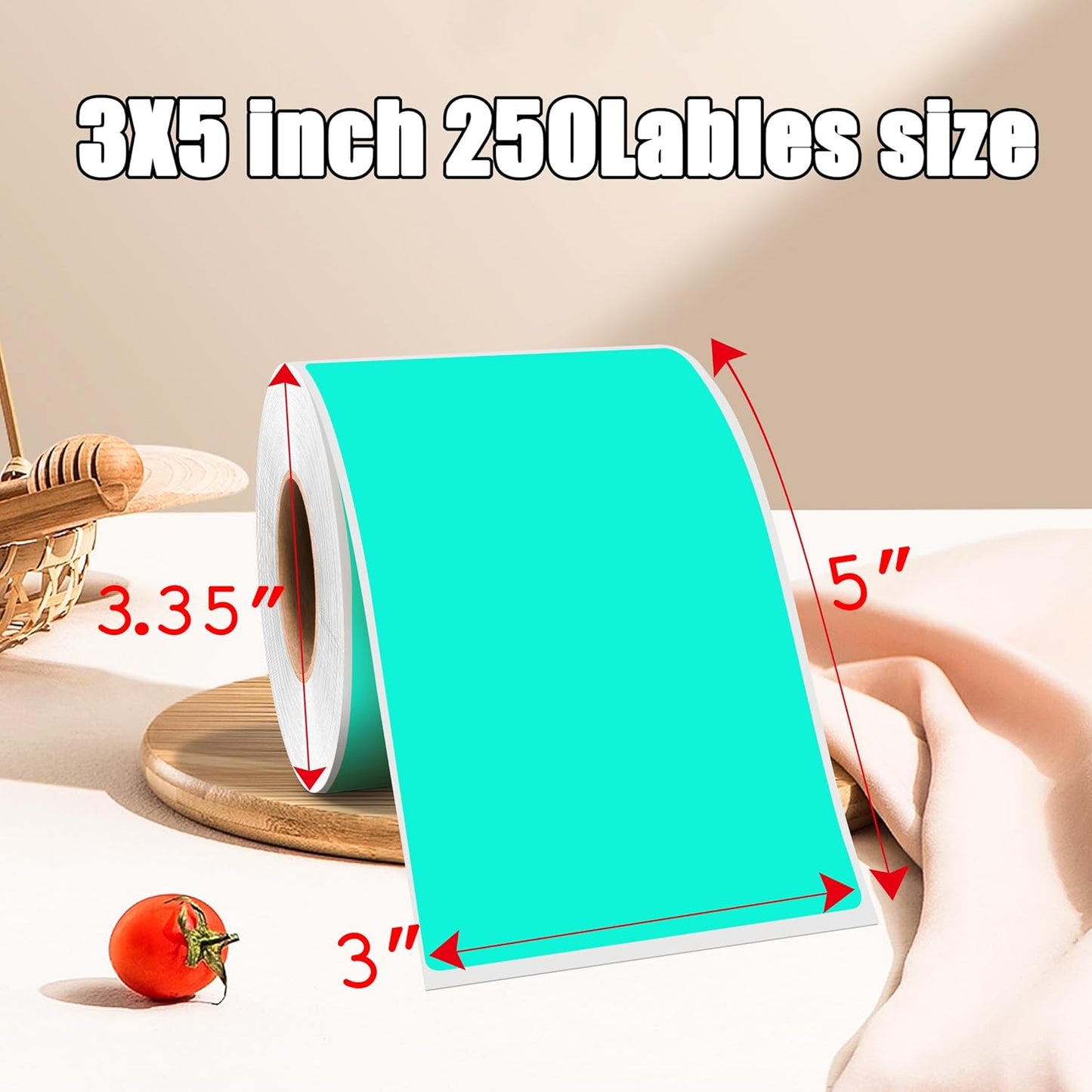 3 x 5 Inch 250Pcs Rectangle Color Coding Stickers,Strong Adhesion Moving Labels for Organization,Inventory,Business,Aqua