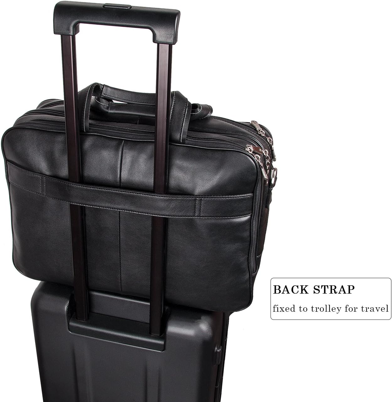 Augus Business Travel Briefcase Genuine Leather Duffel Bags for Men Laptop Bag fits 15.6 inches Laptop