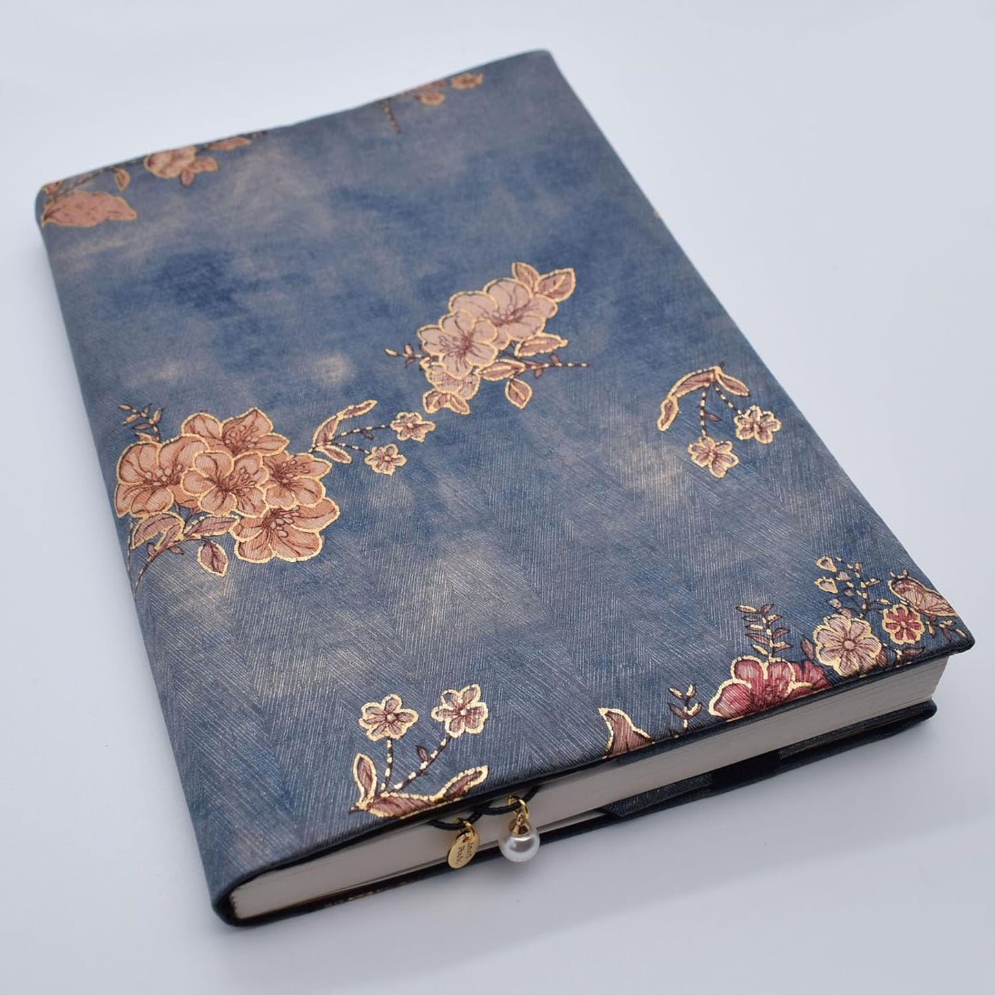 BLBMH A5 Book Covers for Paperbacks Book Cover Fit for 5.5x8.3 inch Adjustable Book Sleeve Cover for A5 Diary Books Fabric Softcover Protector for Notebook - Flower 3 Blue