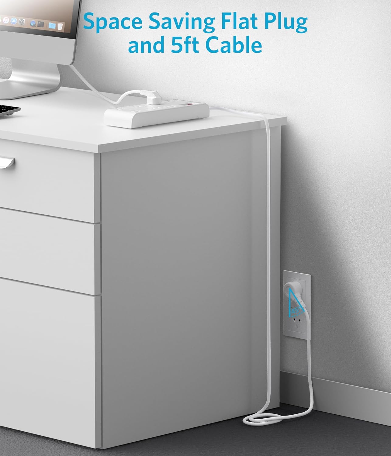 BESTEK 4,000 Joules Surge Protector with USB, Power Strips with 8 AC Outlet, 3 USB-A 2.4A 1USB-C 3A, MAX Output 1625W 13A, Long 5 Feet Heavy Duty Extension Cords 7 White