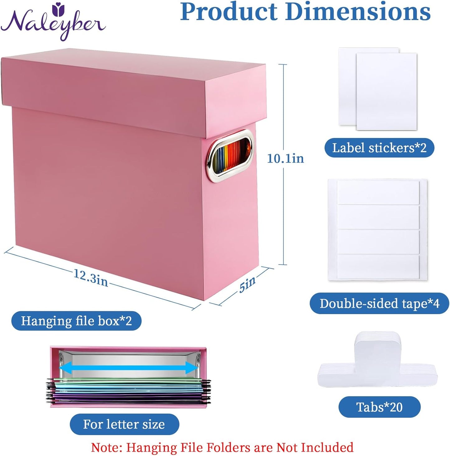 File Organizer Box with Lid, Collapsible Hanging File Folder Storage Boxes for Documents, Portable Filing Organizer for Office, Home, Classroom(Pink, 2 Pack)