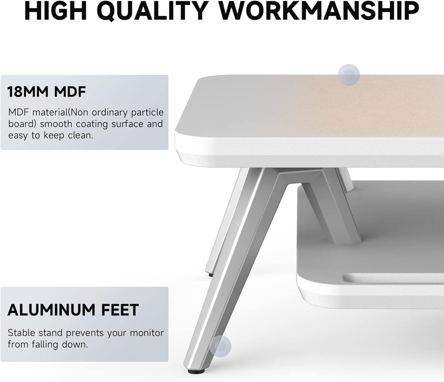 Fenge Dual Monitor Stand, Monitor Stands Riser for 2 monitors, 42.5 Inch Wood Desk Shelf with Storage Organizer and Cable Management for Office Desk Accessories