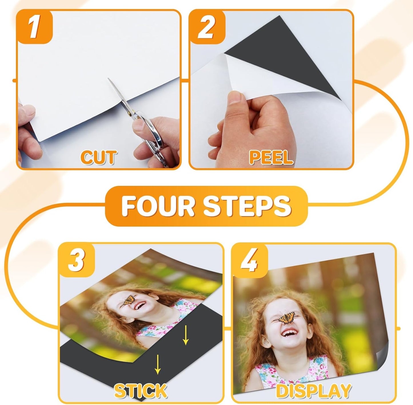 FINDMAG Magnet Sheets Adhesive, 5" x 7" 12 Pack Magnetic Stickers with 3M Self Adhesive Backing, Cuttable and Flexible Magnetic Sheets for Refrigerator, Magnet Strips with Stickers for Craft and DIY