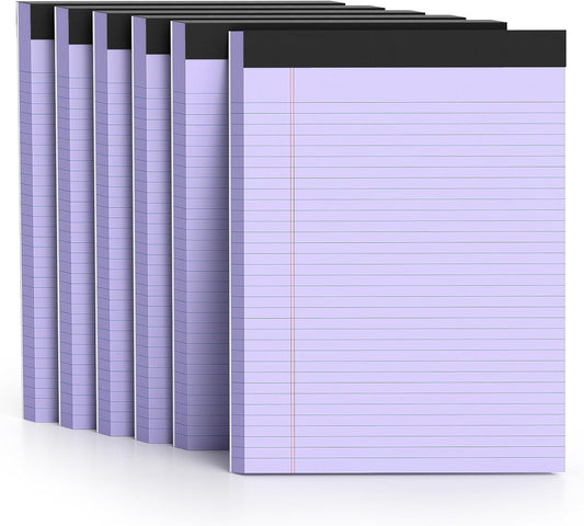 300 Sheets Purple Legal Pads 8.5 x 11 College Ruled Paper 6-Pack Note Pad Narrow Ruled 50 Sheets per Notepad Perforated Writing Pad Durable Sturdy Back 8x11 Pads of Paper