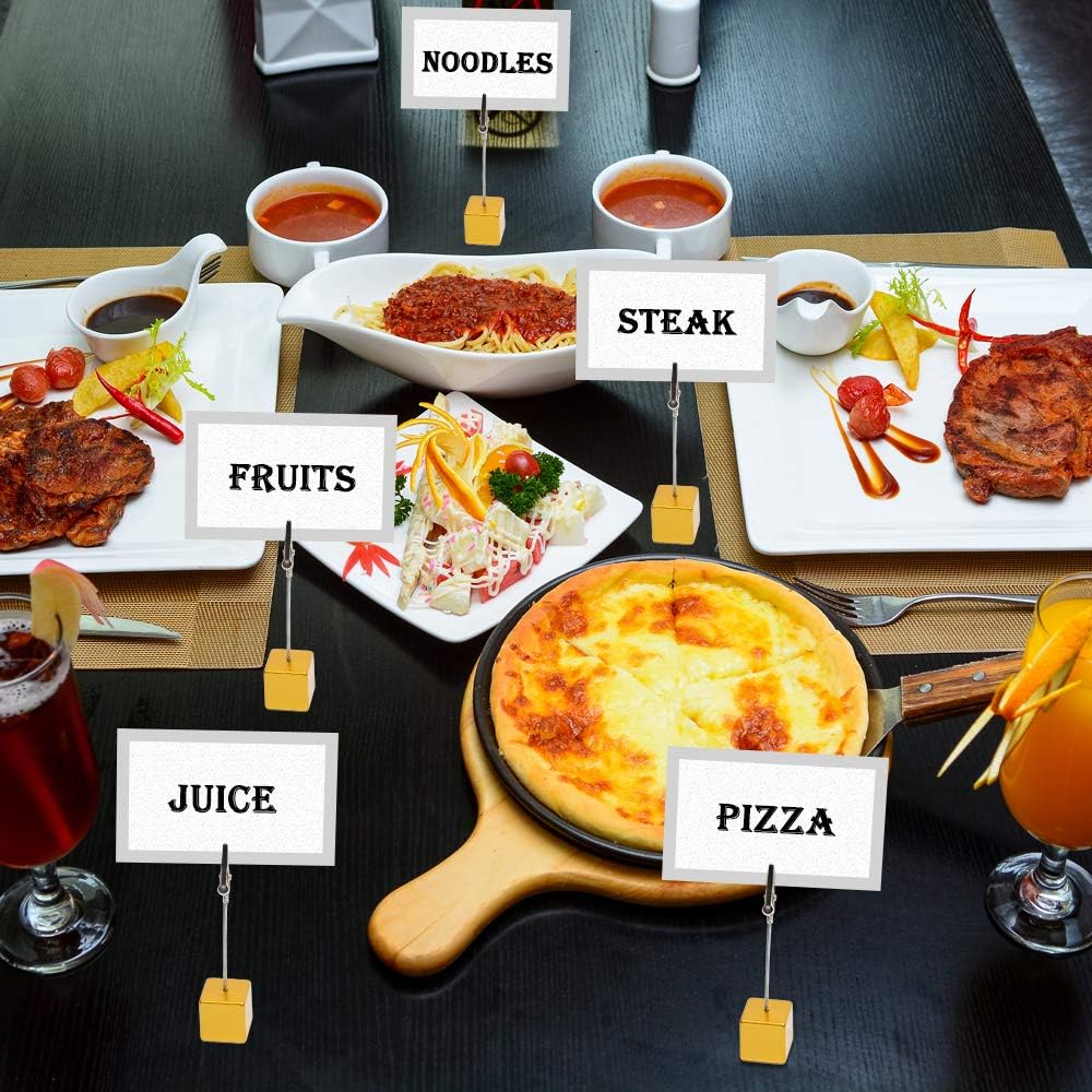 10pcs Table Number Holder Name Place Card Holder Memo Clip Holder Stand Note Holder Pictures Card Paper Menu Clip (Gold)