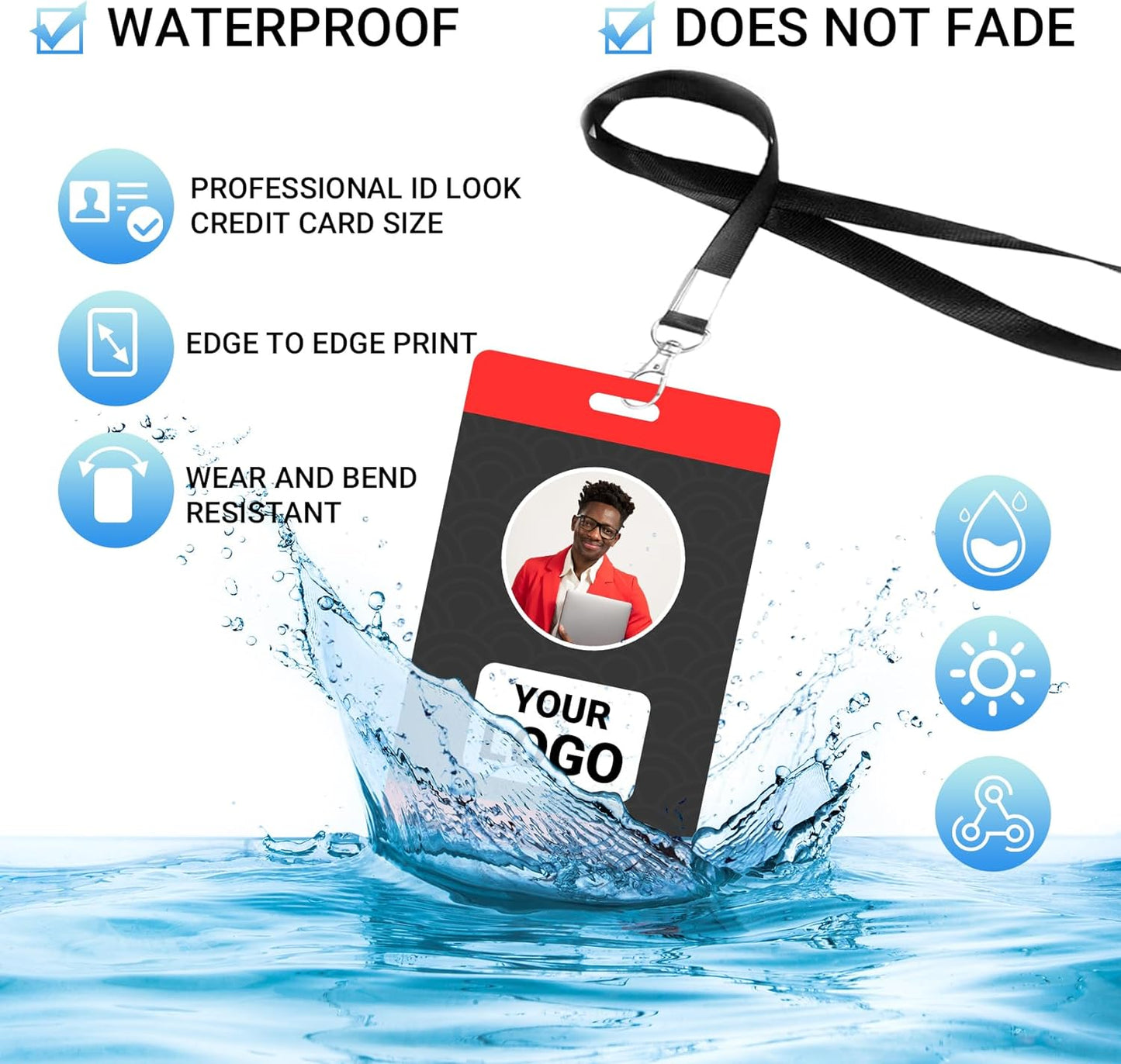 Custom Id Badge Custom Id Card Identification Badges Customizable Personalized Name Badge Customize Name Tag Photo Logo Employee Work Office Volunteer Customized Personal (Vertical-2)