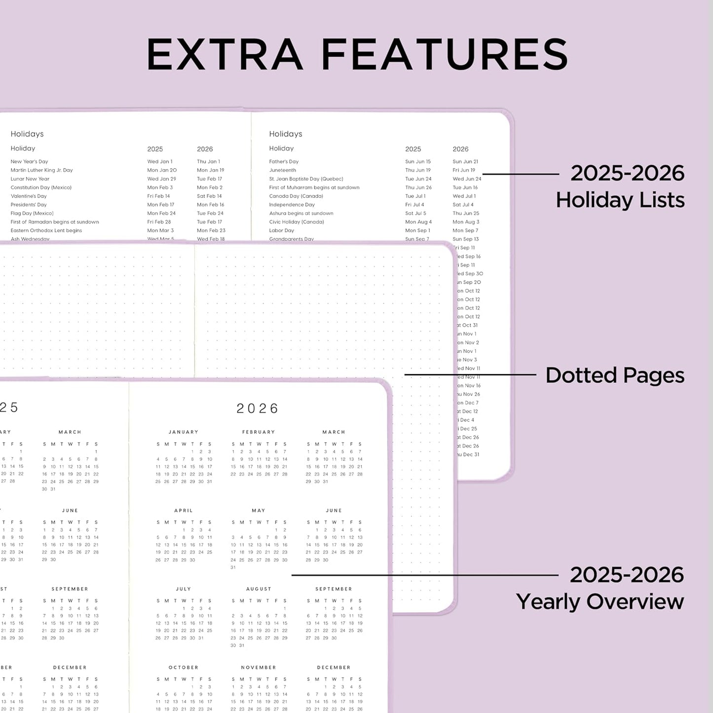And Per Se Undated Academic Planner, A5 Weekly Calendar Planner, 72 Weeks Hardcover to Track Goals, Teacher Student Planning Book with Monthly Tab Stickers & Back Pocket (Lavender)
