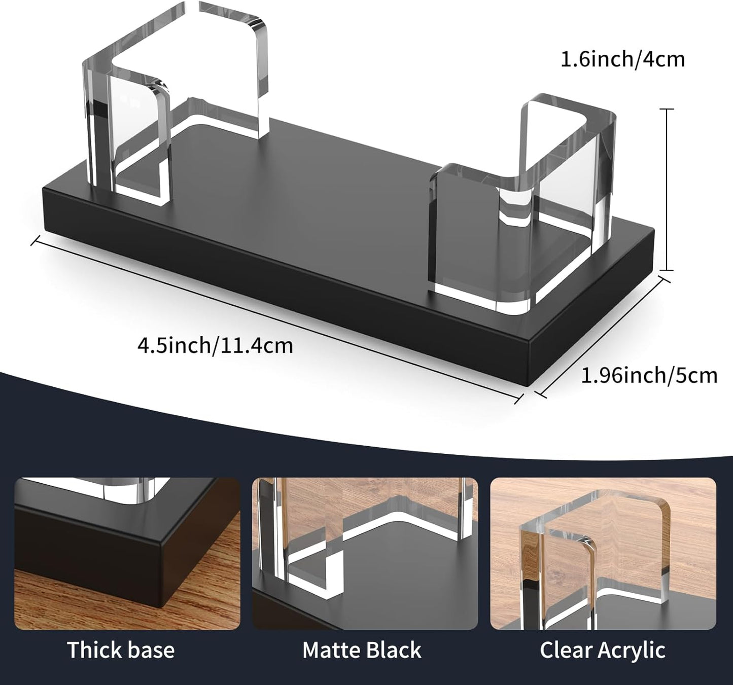 Acrylic Business Card Holder for Desk,Business Card Stand,Clear Business Card Display,Desk Business Card Holders,Business Card Display Stand,Acrylic Business Card Holder Display,Black 4 Pcs